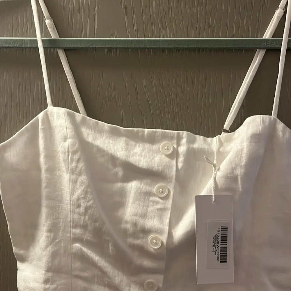 Reformation huckleberry white linen summer dress NWT size 8 - Picture 5 of 15